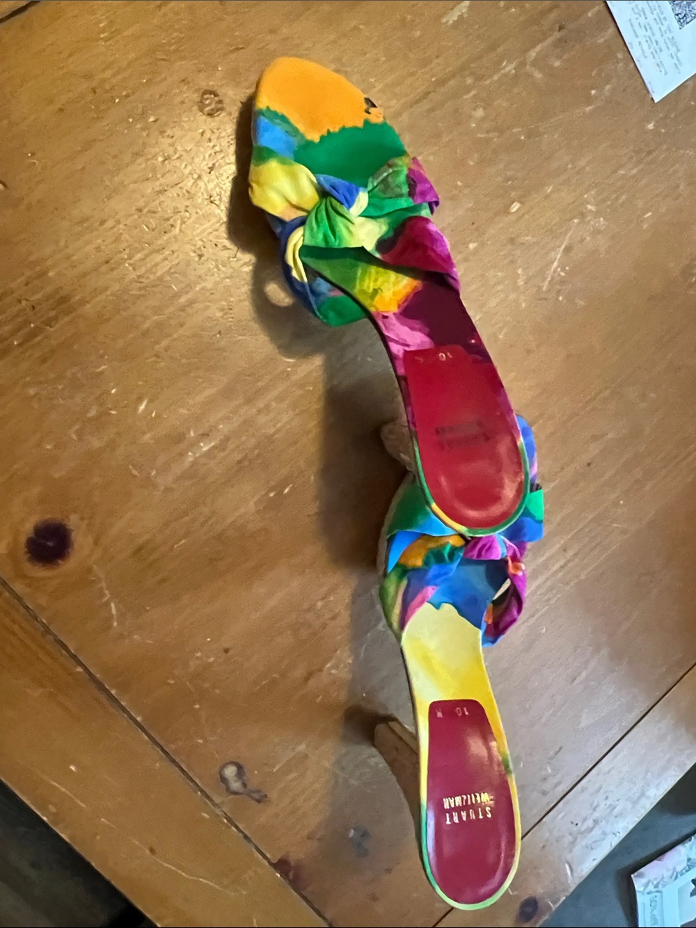 Stuart Weitzman Multicolor Tie-Dye Knot Slide Sandals - Picture 2 of 4
